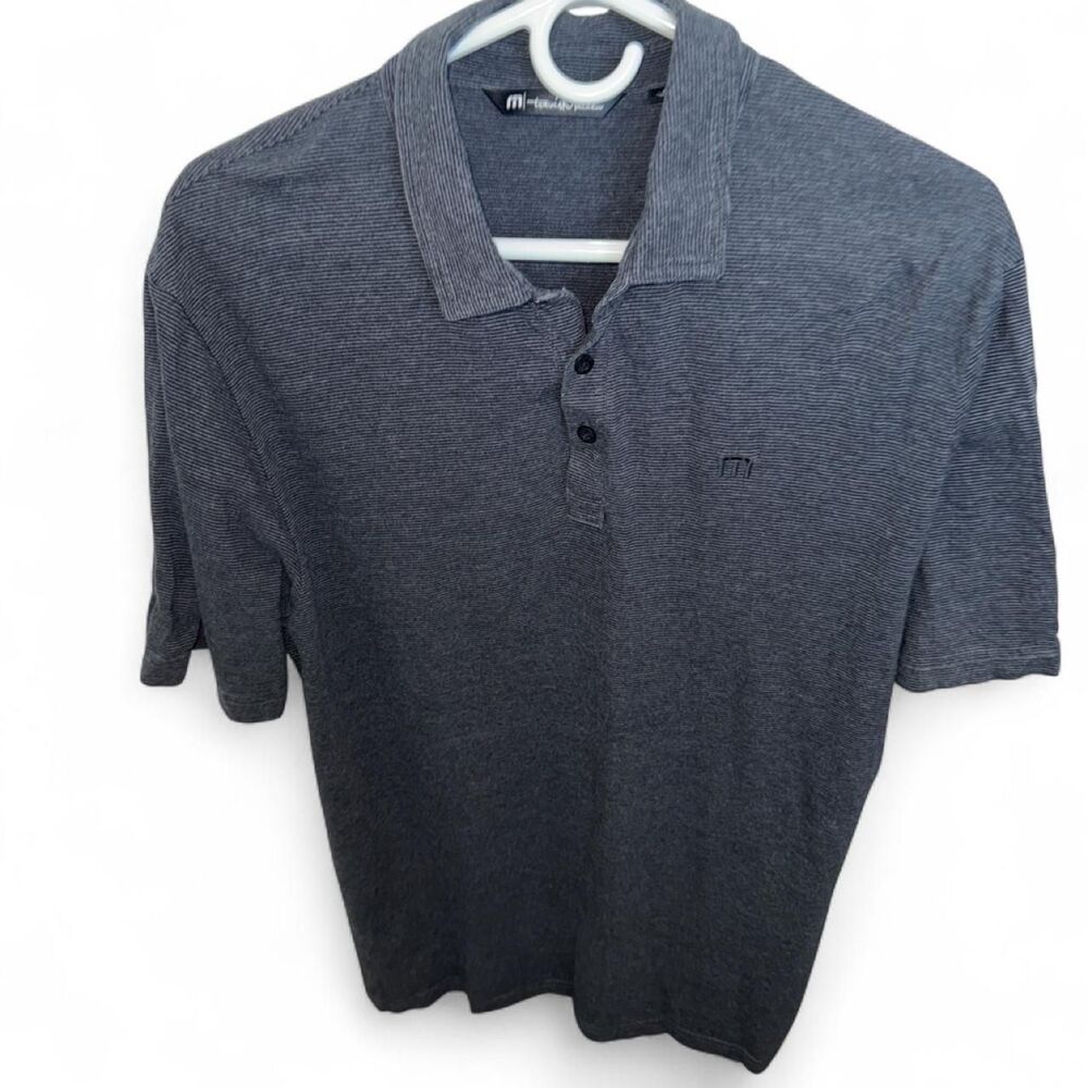 TravisMathew Men's Grey Performance Golf Polo Shirt Short Sleeve Collared